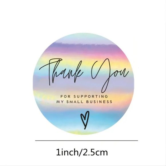 NEW 500 Count, Thank You For Supporting My Small Business Stickers, Holographic - Picture 2 of 5